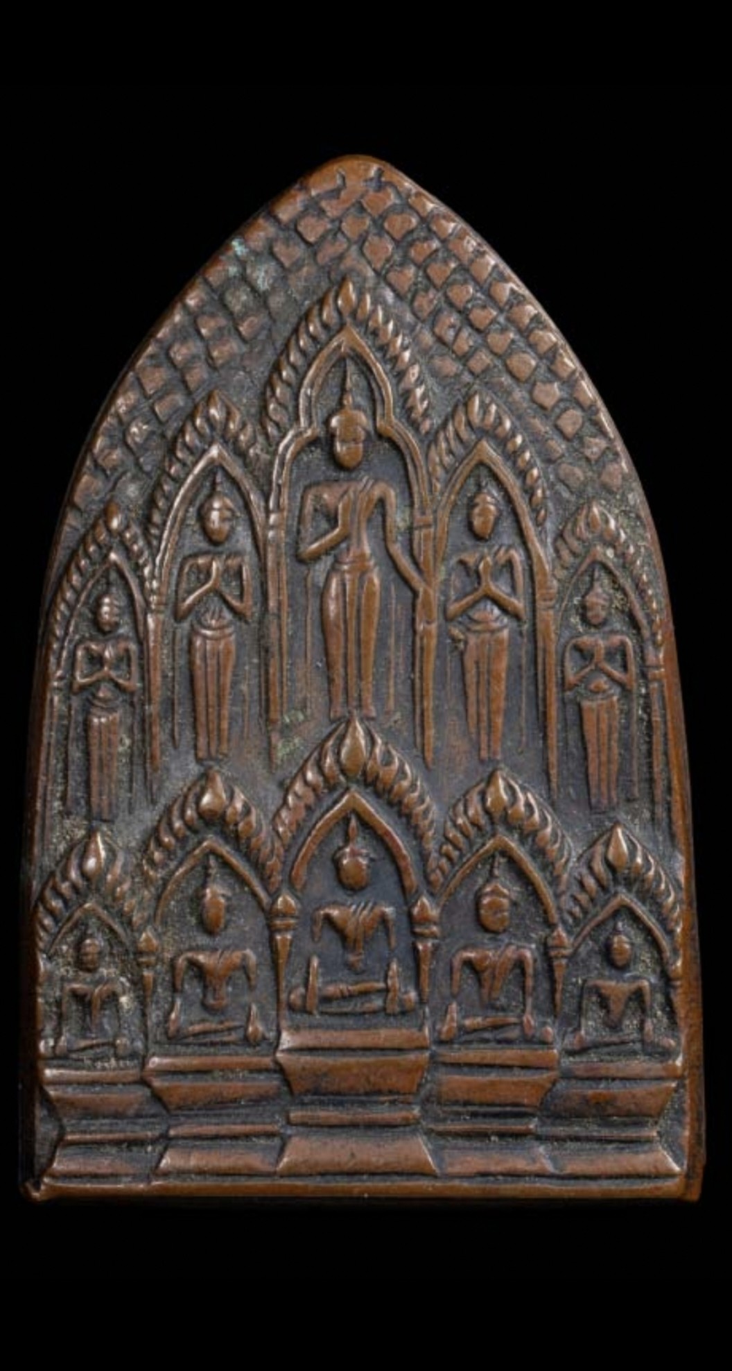 1500.-พระสิบทัศน์ พิมพ์กลาง เนื้อทองแดง หลวงพ่อเงินวัดดอนยายหอม จ.นครปฐม ปี 2512 บล๊อคนิยมศอกขาด องค์ที่ 1