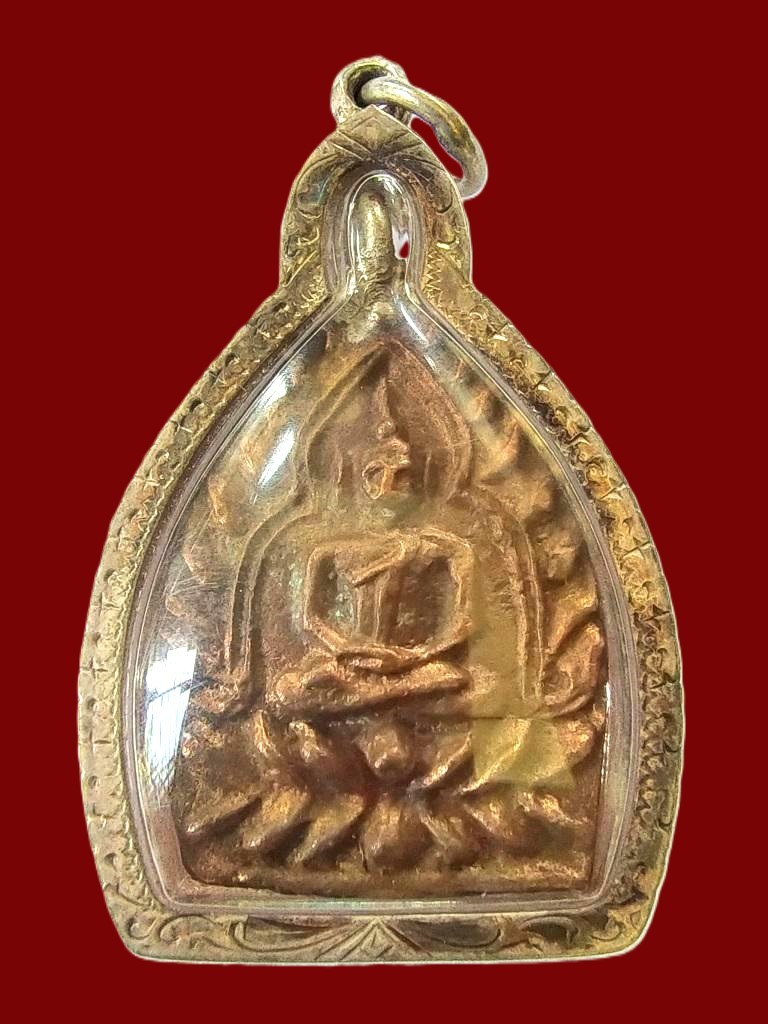 3800.-เจ้าสัว4 เนื้อทองแดง รุ่นสร้างเขื่อน วัดกลางบางแก้ว นครปฐม เลี่ยมจับกรอบเงิน องค์ที่4