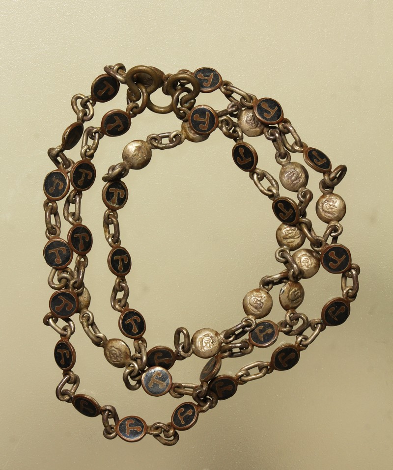 สร้อยหัวนะโม พิมพ์เล็ก หลวงพ่อคล้าย ปี 2500 เนื้อเงินลงถม วัดสวนขัน จ.นครศรีธรรมราช น่าบูชามากๆ+บัตร DDpra  a158