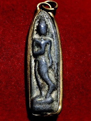 พระพุทธลีลาสองหน้า กรุทุ่งเศรษฐี กำแพงเพชร  เนื้อชินเงินจับขอบทองเหลือง