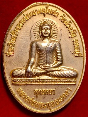 เหรียญพระพุทธเมตตาหลังพระพุทธองค์ดำนาลันทา  วัดบัวขวัญ จ.นนทบุรี  ๒๕๔๘