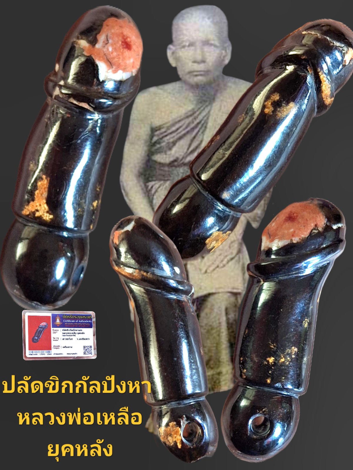 ปลัดขิกกัลปังหาก้นถ้วย หลวงพ่อเหลือ ยุคหลัง วัดสาวชะโงก จังหวัดฉะเชิงเทรา เนื้อกัลปังหา