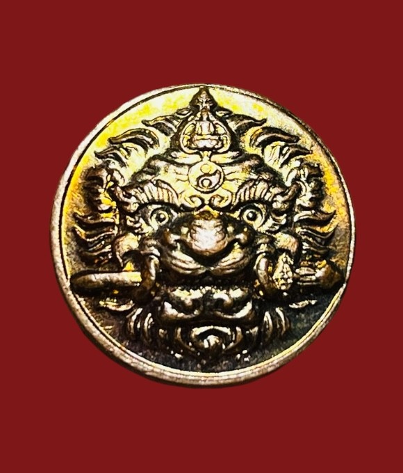 **เคาะแรก 35**เหรียญเสือคาบดาบ (กันชง) เนื้อทองแดงผิวไฟ หลวงพ่อหวล วัดชาวเหนือ ราชบุรี ปี2549