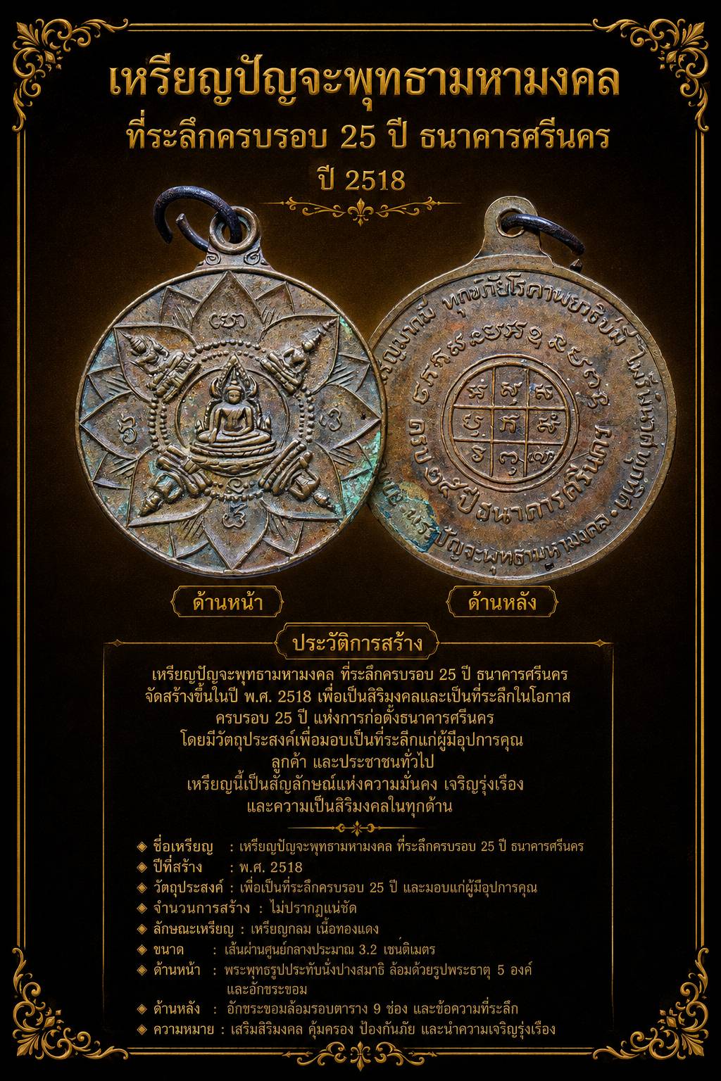 +++ เริ่ม 20 บาท เคาะเเรก พระแท้ๆ ครับ + เหรียญปัญจะพุทธามหามงคล ที่ระลึกครบรอบ 25 ปี ธนาคารศรีนคร ปี 2518