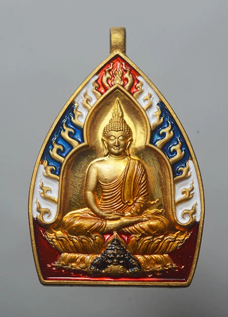 เหรียญเจ้าสัวปั้ม พุทธศิลป์ รวยพันล้าน 2564 พระอาจารย์สัญญ(คง) กมมฺสุทโธ วัดกลางบางแก้ว เนื้อสัตตะ ลงยาสีธงชาติ เลข 481