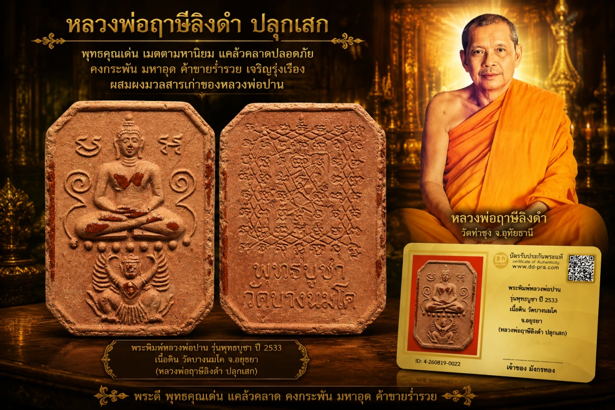 มังกรทองมาแว้วววว พระพิมพ์หลวงพ่อปาน หลวงพ่อฤาษีลิงดำ วัดท่าซุง รุ่นพุทธบูชา ปี 2533 เนื้อดิน ออกวัดบางนมโค จ.อยุธยา