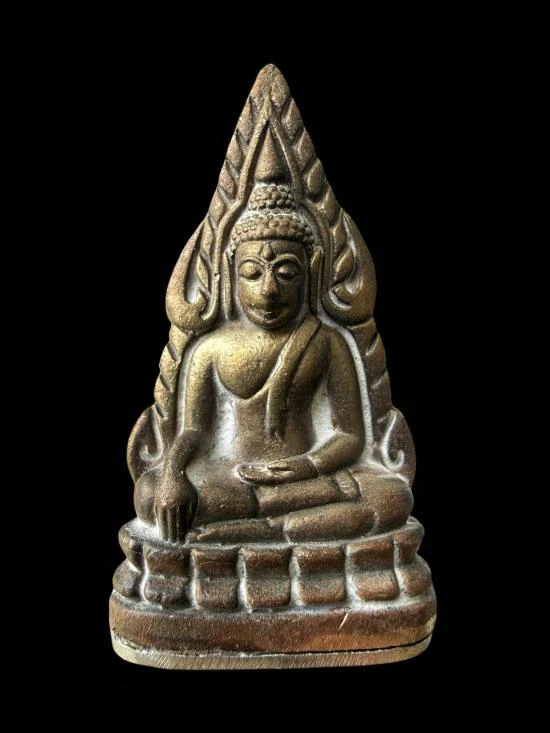 พระพุทธชินราช วัดบวรนิเวศ ปี2543 เนื้อนวะโลหะผสมชนวนเก่า ก้นลายเซ็น หมายเลข 8387 ปี 2543 หลวงปู่หมุน ร่วมเสก พร้อมกล่องเดิม