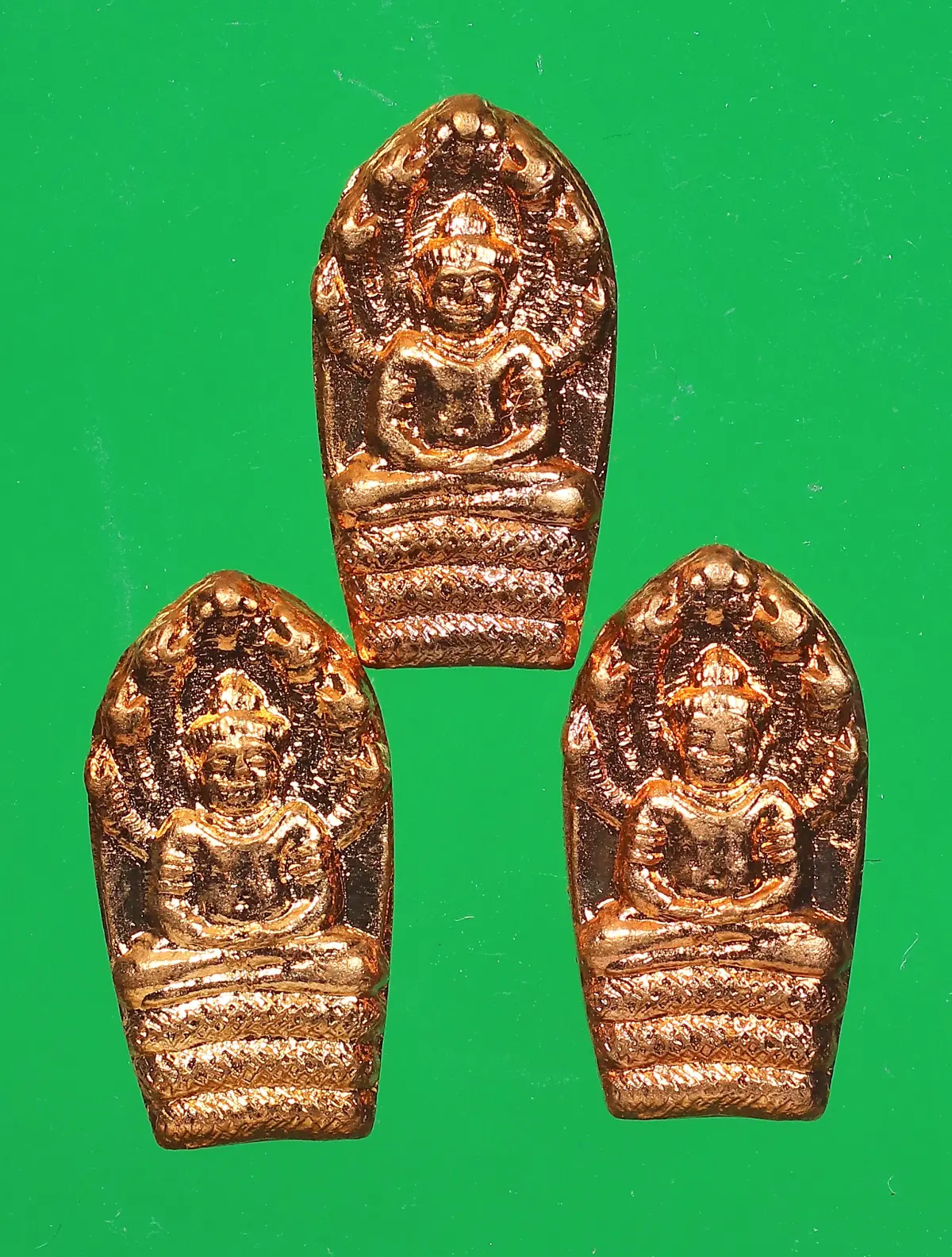 3 องค์100.- พระนาคปรกใบมะขาม หลวงพ่อคูณ วัดบ้านไร่ รุ่นดีคูณรวย ปี 2536