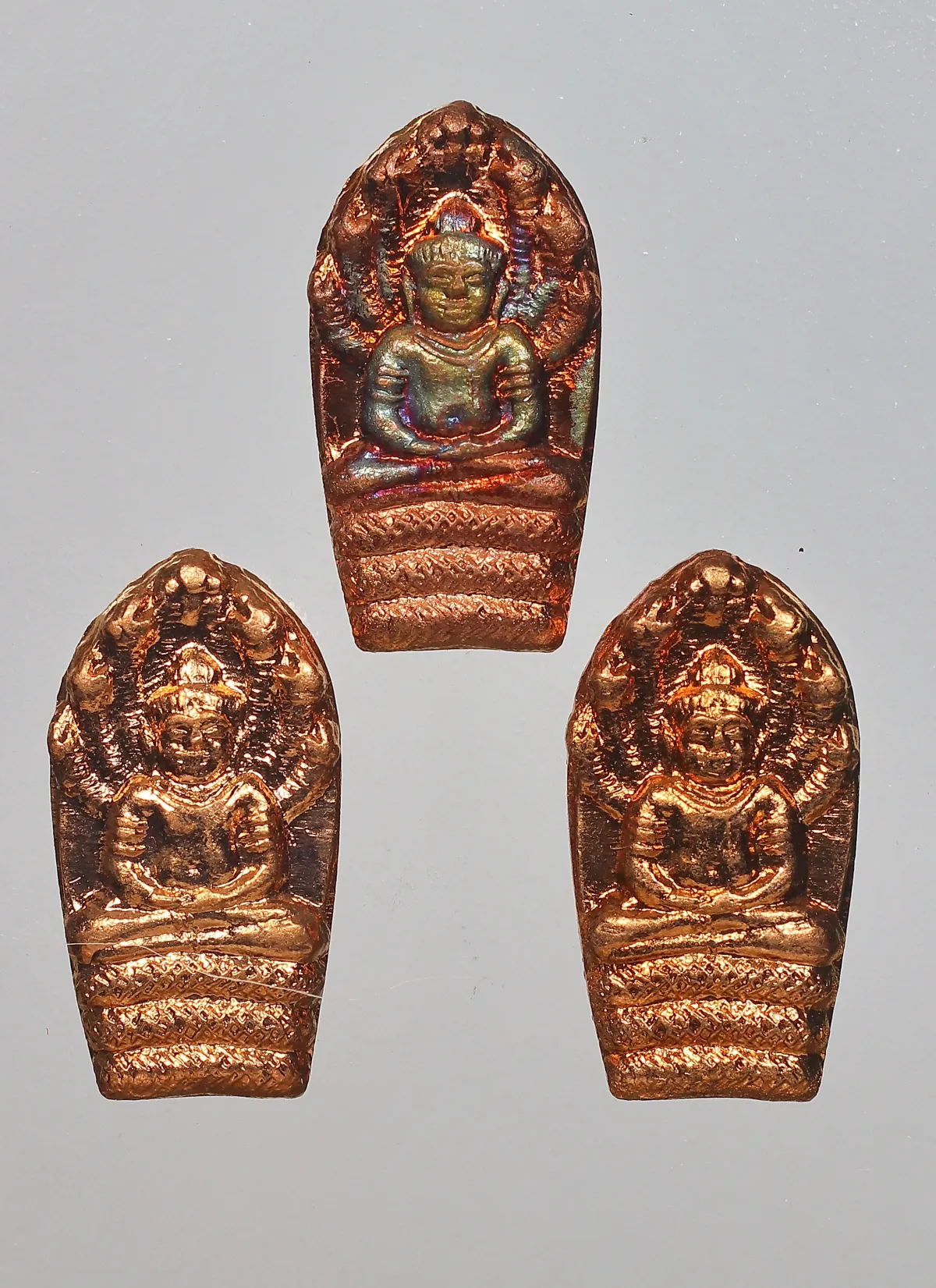 3 องค์100.- พระนาคปรกใบมะขาม หลวงพ่อคูณ วัดบ้านไร่ รุ่นดีคูณรวย ปี 2536