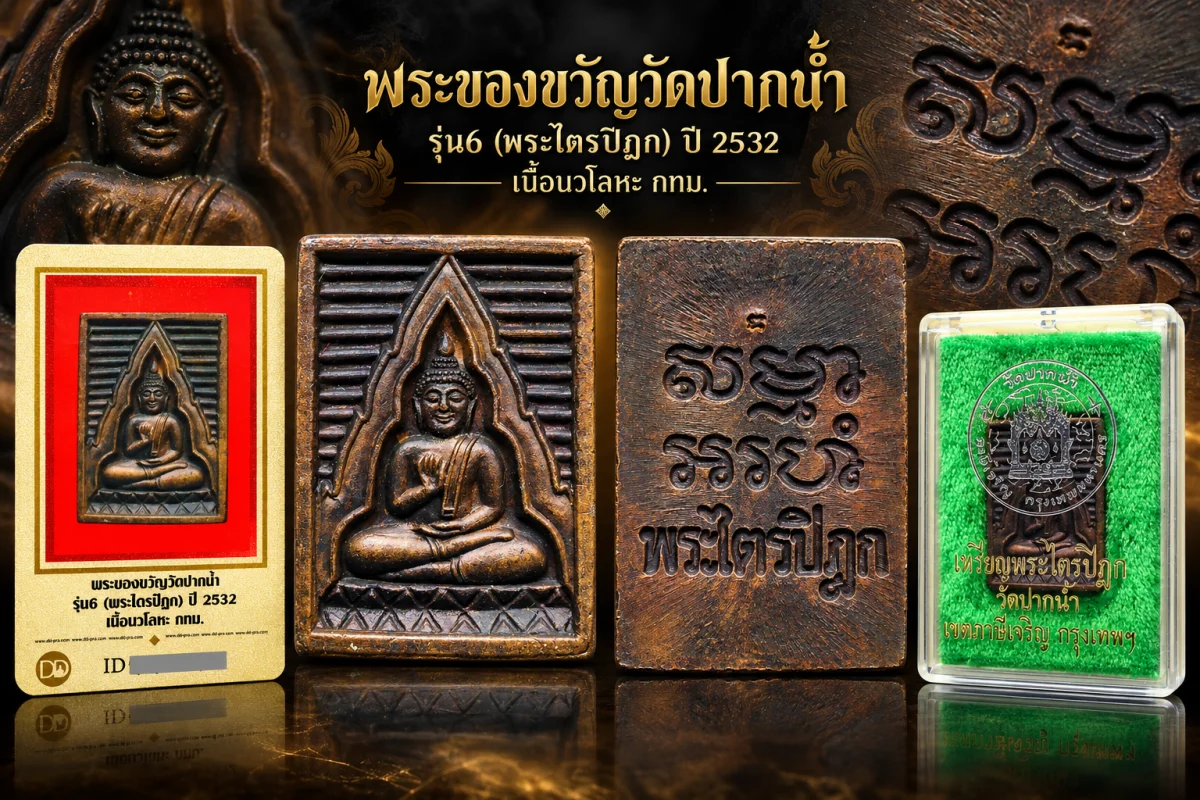 รับประกันพระแท้ !!!! พระผงของขวัญวัดปากน้ำ รุ่น6 (พระไตรปิฎก) ปี 2532 เนื้อนวโลหะ  กรุงเทพมหานคร