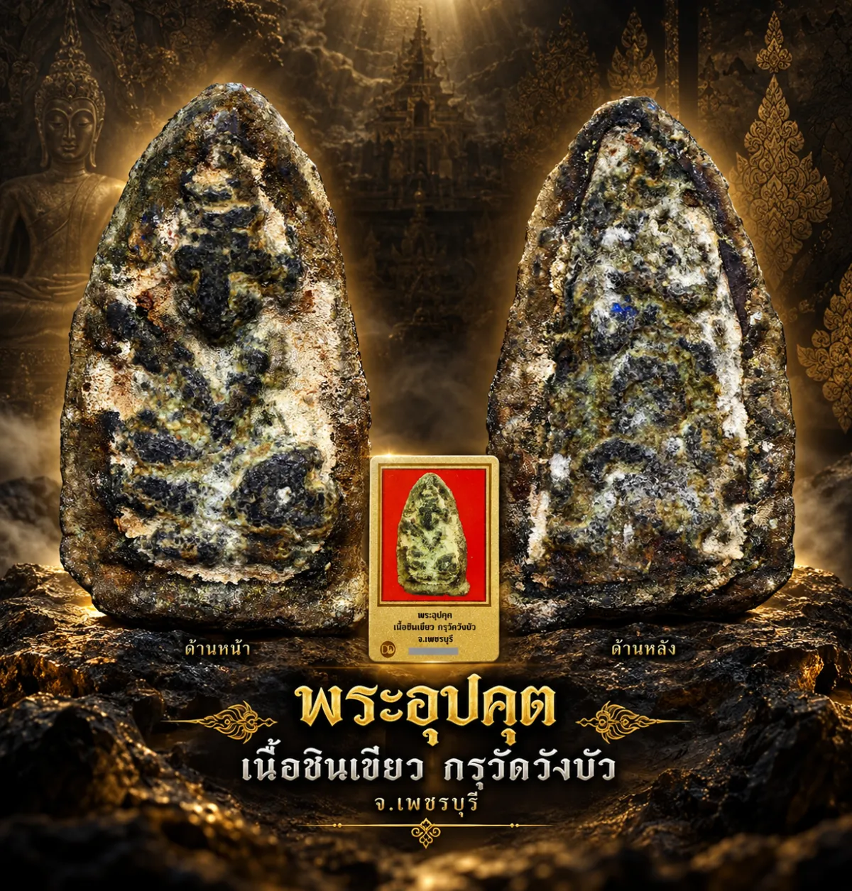 ***พระอุปคุต เนื้อชินเขียว กรุวัดวังบัว จ.เพชรบุรี***