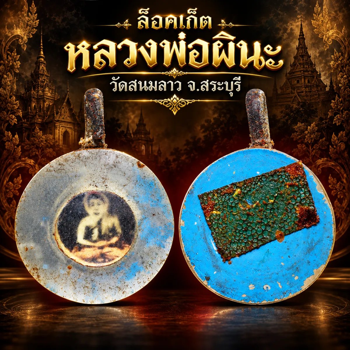 รับประกันพระแท้ !!!! ล็อกเก็ตพระพุทธ หลวงพ่อผินะ วัดสนมลาว จ.สระบุรี