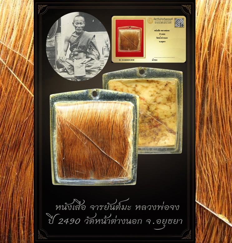 หนังเสือ หลวงพ่อจง ปี 2490 จารยันต์ (จารมือ) วัดหน้าต่างนอก จ.ยุธยา + บัตรรับประกัน DD-PRA