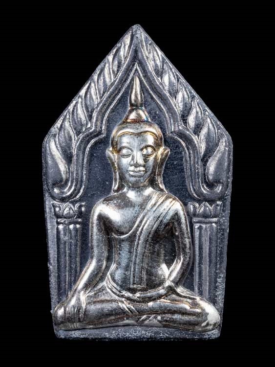 600.-พระขุนแผน100วัน เนื้อตะกั่วหน้ากากเงิน หลังกุมารทอง หลวงพ่อพูล วัดไผ่ล้อม ปี 2548 พร้อมกล่อง1