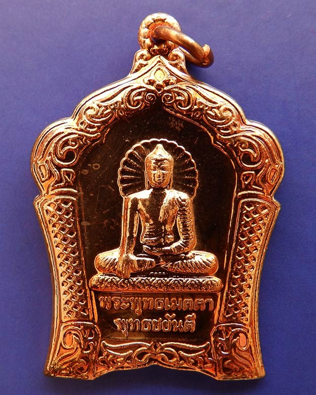 10.เหรียญทองแดงขัดเงา พระพุทธเมตตาประจำจังหวัดประจวบฯ ฉลองพุทธชยันตี 2600 ปี สร้างร.พ. 84 พรรษามหาราช +กล่องเดิม