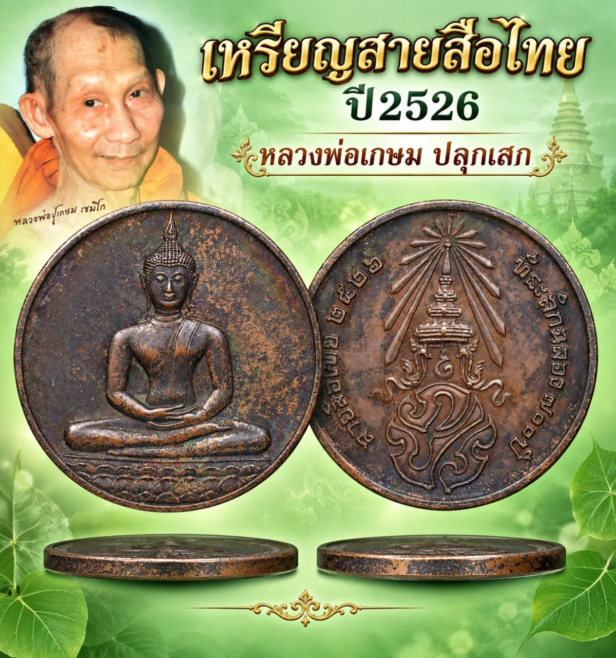 100.- เหรียญพระพุทธสิหิงค์ 700ปีลายสือไทย ปี2526 (หลวงพ่อเกษม ปลุกเสก)