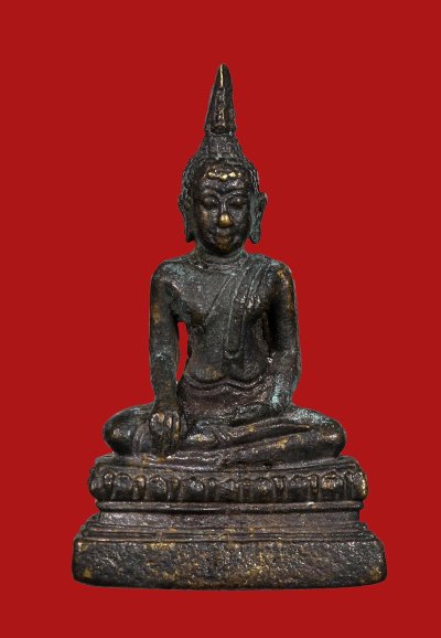 รูปเหมือนลอยองค์ หลวงพ่อโบสถ์น้อย วัดอัมรินทราราม บางกอกน้อย รุ่น 3 ปี 2530 ตอกโค๊ดศาลาใต้ฐาน เนื้อนวโลหะ