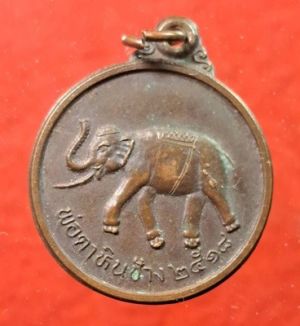เหรียญทองแดง พ่อตาหินช้าง หลังพ่อปู่ฤาษี ชุมพร ปี 2518