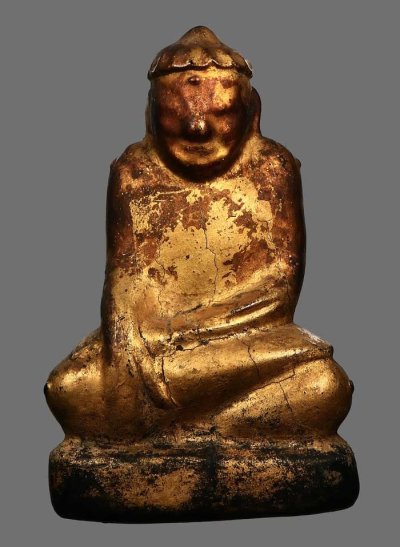 พระบัวเข็ม (ขนาดบูชา) เนื้อไม้ลงรักปิดทอง ศิลปะพม่า