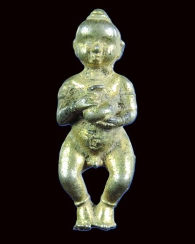 700.- กุมารทองหลวงพ่อกวย วัดโฆสิตาราม จ.ชัยนาท พิมพิ์ใหญ่ ปี2521 เนื้อตะกั่วชุบกะไหล่ทอง องค์ที่ 9