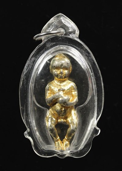 700.- กุมารทองหลวงพ่อกวย วัดโฆสิตาราม จ.ชัยนาท พิมพิ์ใหญ่ ปี2521 เนื้อตะกั่วชุบกะไหล่ทอง องค์ที่ 10