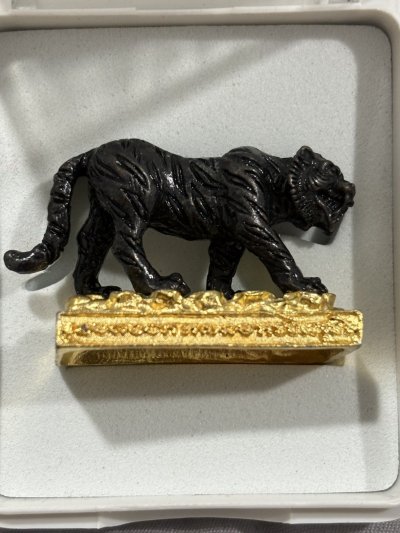 รูปหล่อเสือหนวิชัยเจ้าพยัคฆ์ พระอาจารย์ประสูติ วัดในเตา จังหวัดตรัง  พร้อมกล่องเดิม