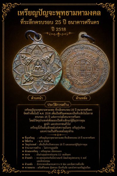 +++ เริ่ม 20 บาท เคาะเเรก พระแท้ๆ ครับ + เหรียญปัญจะพุทธามหามงคล ที่ระลึกครบรอบ 25 ปี ธนาคารศรีนคร ปี 2518