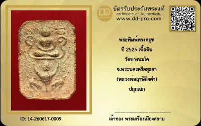 ---- วัดใจ 40 บาท John-Connor จัดให้ -- พระพิมพ์ทรงครุฑ ปี 2525 เนื้อดิน วัดบางนมโค จ.พระนครศรีอยุธยา (หลวงพ่อฤาษีลิงดำ) ปลุกเสก หายากสุดๆ + บัตรรับรอง