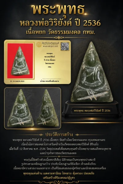 +++ เริ่มประมูล พระแท้ๆ 40 ครับ พระพุทธ หลวงพ่อวิริยังค์ ปี 2536 เนื้อหยก วัดธรรมมงคล กทม. หายากมาก ครับ วัดใจให้ครับ ทุนมาแพง *** ตัวจริงเสียงจริง *** แท้ดูง่ายครับ +++ ข้อมูลตามบัตรรับประกัน +++