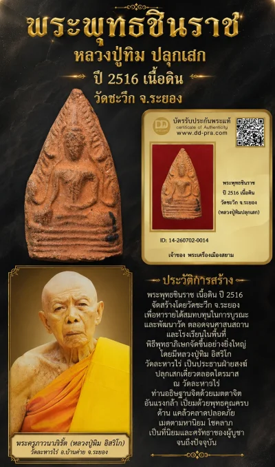 +++ เริ่มประมูล พระแท้ๆ 40 ครับ หายากมาก ครับ พระพุทธชินราช ปี 2516 เนื้อดิน วัดชะวึก จ.ระยอง (หลวงปู่ทิมปลุกเสก) วัดใจให้ครับ ทุนมาแพง *** ตัวจริงเสียงจริง *** แท้ดูง่ายครับ +++ ข้อมูลตามบัตรรับประกัน +++