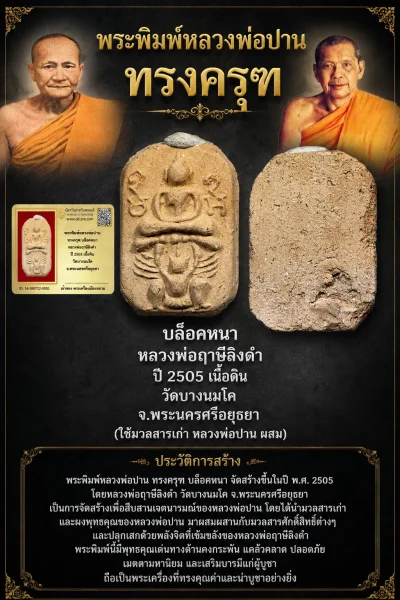 สวย Champ +++ เริ่มที่ 1,500 เคาะละ 10 พระพิมพ์หลวงพ่อปาน ทรงครุฑ บล็อคหนา หลวงพ่อฤาษีลิงดำ ปี 2505 เนื้อดิน หายากมาก วัดบางนมโค จ.พระนครศรีอยุธยา