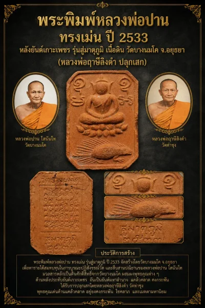 +++ เริ่มประมูล พระแท้ๆ 40 ครับ หายากมาก ครับ วัดใจให้ครับ พระพิมพ์หลวงพ่อปาน ทรงเม่น ปี 2533 หลังยันต์เกาะเพชร รุ่นสู่มาตุภูมิ เนื้อดิน วัดบางนมโค จ.อยุธยา (หลวงพ่อฤาษีลิงดำ ป ทุนมาแพง *** ตัวจริงเสียงจริง *** แท้ดูง่ายครับ +++ ข้อมูลตามบัตรรับประกัน +++