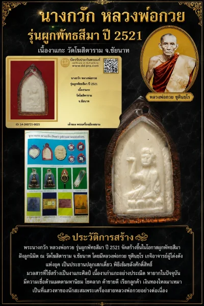 +++ เริ่มประมูล พระแท้ๆ 40 ครับ หายากมาก ครับ วัดใจให้ครับ นางกวัก หลวงพ่อกวย รุ่นผูกพัทธสีมา ปี 2521 เนื้องาแกะ วัดโฆสิตาราม จ.ชัยนาท ทุนมาแพง *** ตัวจริงเสียงจริง *** แท้ดูง่ายครับ +++ ข้อมูลตามบัตรรับประกัน +++