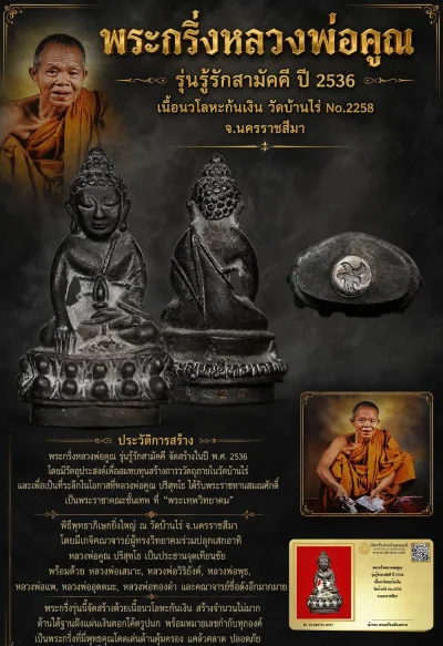 +++ เริ่มประมูล พระแท้ๆ ทุนมา2800 ครับ หายากมาก ครับ พระกริ่งหลวงพ่อคูณ รุ่นรู้รักสามัคคี ปี 2536 เนื้อนวโลหะก้นเงิน วัดบ้านไร่ No.2258 จ.นครราชสีมา วัดใจให้ครับ ทุนมาแพง *** ตัวจริงเสียงจริง *** แท้ดูง่ายครับ +++ ข้อมูลตามบัตรรับประกัน +++