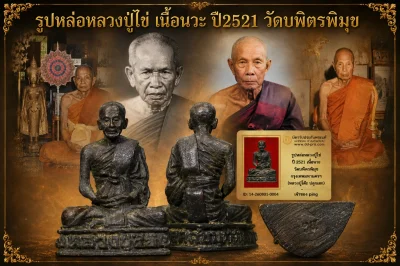 วัดใจ *-* รูปหล่อหลวงปู่ไข่ วัดบพิตรพิมุข ปี2521 เนื้อนวะ (หลวงปู่โต๊ะ,หลวงพ่อสุด,หลวงปู่หลิว ปลุกเสก) + บัตร