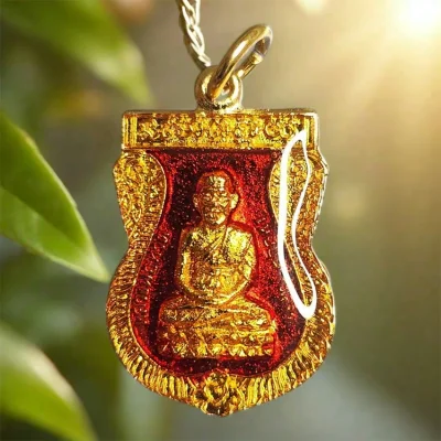 ## 170 ## หลวงปู่ทวด วัดช้างให้ ปัตตานี ปี 2541 พิมพ์เสมาเล็กลงยาเคลือบ แท้จากวัด สภาพสวย