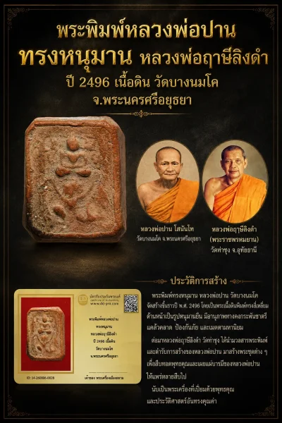 +++ เริ่มประมูล พระแท้ๆ 40 ครับ หายากมาก ครับ วัดใจให้ครับ พระพิมพ์หลวงพ่อปาน ทรงหนุมาน หลวงพ่อฤาษีลิงดำ ปี 2496 เนื้อดิน วัดบางนมโค จ.พระนครศรีอยุธยา ทุนมาแพง *** ตัวจริงเสียงจริง *** แท้ดูง่ายครับ +++ ข้อมูลตามบัตรรับประกัน +++