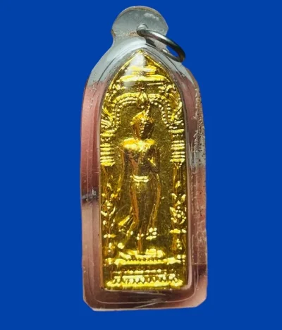 **เคาะแรก 50**พระลีลากำแพงนิ้ว หลวงพ่อขอม วัดไผ่โรงวัว สุพรรณบุรี ปี 2505 เลี่ยมเดิมจากวัด