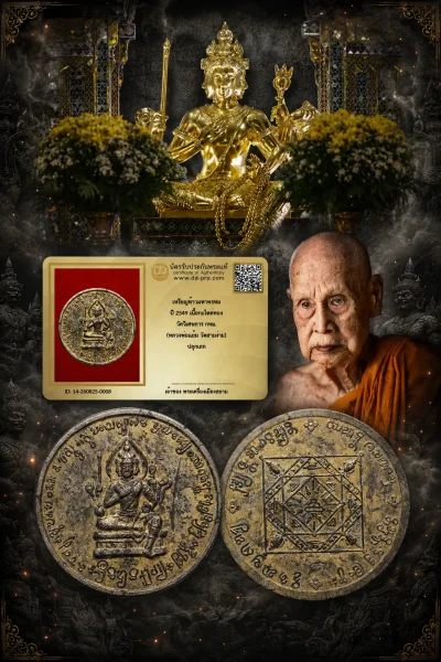 +++ เริ่มประมูล พระแท้ๆ 40 ครับ หายากมาก ครับ วัดใจให้ครับ  เหรียญท้าวมหาพรหม ปี 2549 เนื้อกะไหล่ทอง วัดวิเศษการ กทม. (หลวงพ่อแย้ม วัดสามง่าม) ปลุกเสก ทุนมาแพง *** ตัวจริงเสียงจริง *** แท้ดูง่ายครับ +++ ข้อมูลตามบัตรรับประกัน +++