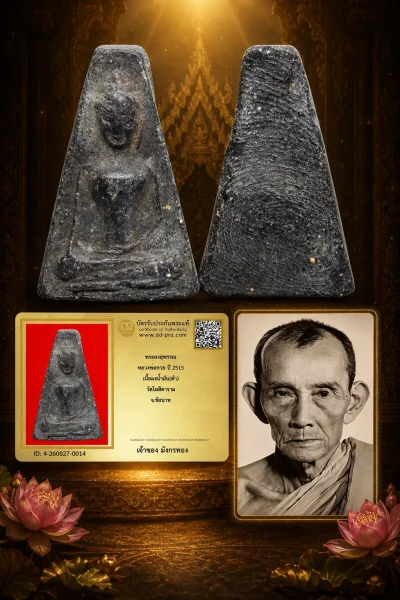 มังกรทองมาแว้ววววววว พระผงสุพรรณ หลวงพ่อกวย ปี 2515 เนื้อผงน้ำมัน(ดำ) วัดโฆสิตาราม จ.ชัยนาท