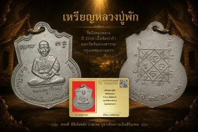 รับประกันพระแท้ เหรียญหลวงปู่พัก วัดบึงทองหลาง ปี 2510 เนื้ออัลปาก้า ออกวัดจันทวงศาราม กรุงเทพมหานครฯ