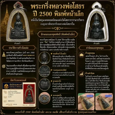 พระกริ่ง หลวงพ่อโสธร วัดโสธร ปี 2500 พิมพ์หน้าเล็ก(นิยม) จ.ฉะเชิงเทรา พร้อมบัตรรับประกันพระแท้