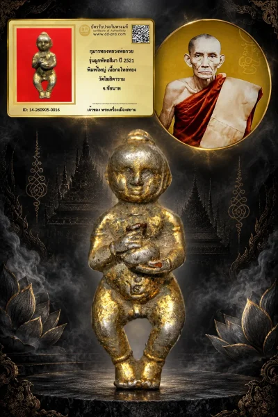 +++ เริ่มประมูล พระแท้ๆ 40 ครับ หายากมาก ครับ วัดใจให้ครับ กุมารทองหลวงพ่อกวย รุ่นผูกพัทธสีมา ปี 2521 พิมพ์ใหญ่ เนื้อกะไหล่ทอง วัดโฆสิตาราม จ.ชัยนาท ทุนมาแพง *** ตัวจริงเสียงจริง *** แท้ดูง่ายครับ +++ ข้อมูลตามบัตรรับประกัน +++