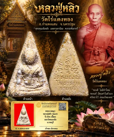 มังกรทองมาแว้ววววววว พระนางพญา หลวงปู่หลิว วัดไร่แตงทอง รุ่นแรก มีคราบไขว่าน ปี 2541 เนื้อผง ออกวัดหนองอ้อ จ.ราชบุรี