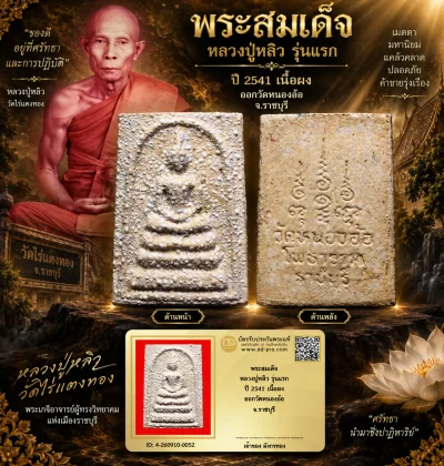 มังกรทองมาแว้ววววววว  พระสมเด็จ หลวงปู่หลิว  วัดไร่แตงทอง รุ่นแรก  มีคราบไขว่าน ปี 2541  เนื้อผง  ออกวัดหนองอ้อ  จ.ราชบุรี