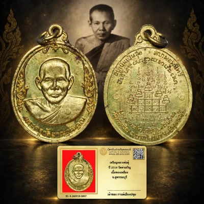 รับประกันพระแท้ เหรียญหลวงพ่อตุ๊ ปี 2514 วัดท่าเจริญ เนื้อทองเหลือง จ.สุพรรณบุรี