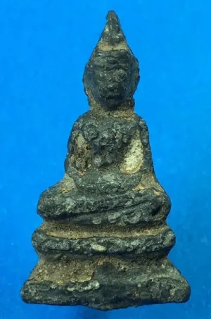 เริ่มแดงแรก 400-.พระกรุวัดเลียบ พิมพ์สมาธิ เนื้อชินเงินลงรักปิดทอง กรุงเทพฯ
