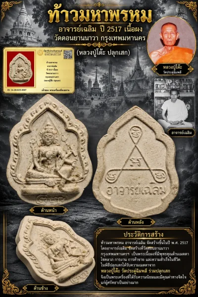 เริ่ม 710 --ประมูลพระแท้ๆ -- + บัตร // ท้าวมหาพรหม อาจารย์เฉลิม ปี 2517 เนื้อผง วัดดอนยานนาวา กรุงเทพมหานครฯ (หลวงปู่โต๊ะ ปลุกเสก)