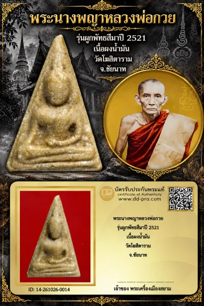 +++ เริ่มประมูล พระแท้ๆ 700.- ครับ หายากมาก ครับ วัดใจให้ครับ พระนางพญาหลวงพ่อกวย รุ่นผูกพัทธสีมาปี 2521 เนื้อผงน้ำมัน วัดโฆสิตาราม จ.ชัยนาท ทุนมาแพง *** ตัวจริงเสียงจริง *** แท้ดูง่ายครับ +++ ข้อมูลตามบัตรรับประกัน +++