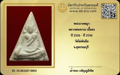 วัดใจ 199 หมดเเล้วหมดเลย พระนางพญา หลวงพ่อสงวน เนื้อผง ปี 2526 - ปี 2536 วัดไผ่พันมือ จ.สุพรรณบุรี  หายากสุดครับ